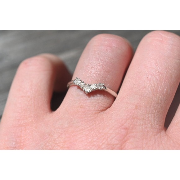 Raw Crystal Engagement Ring - Silver Stacked Diamond-Look Ring - Handcrafted - Picture 8 of 8